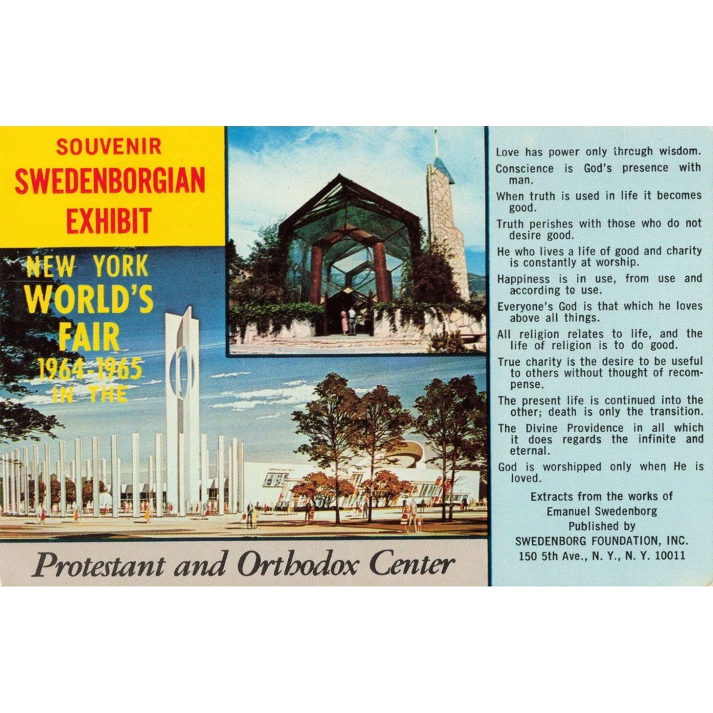 1964-1965 New York World's Fair Swedenborgian Exhibit Postcard Wayfarers Chapel